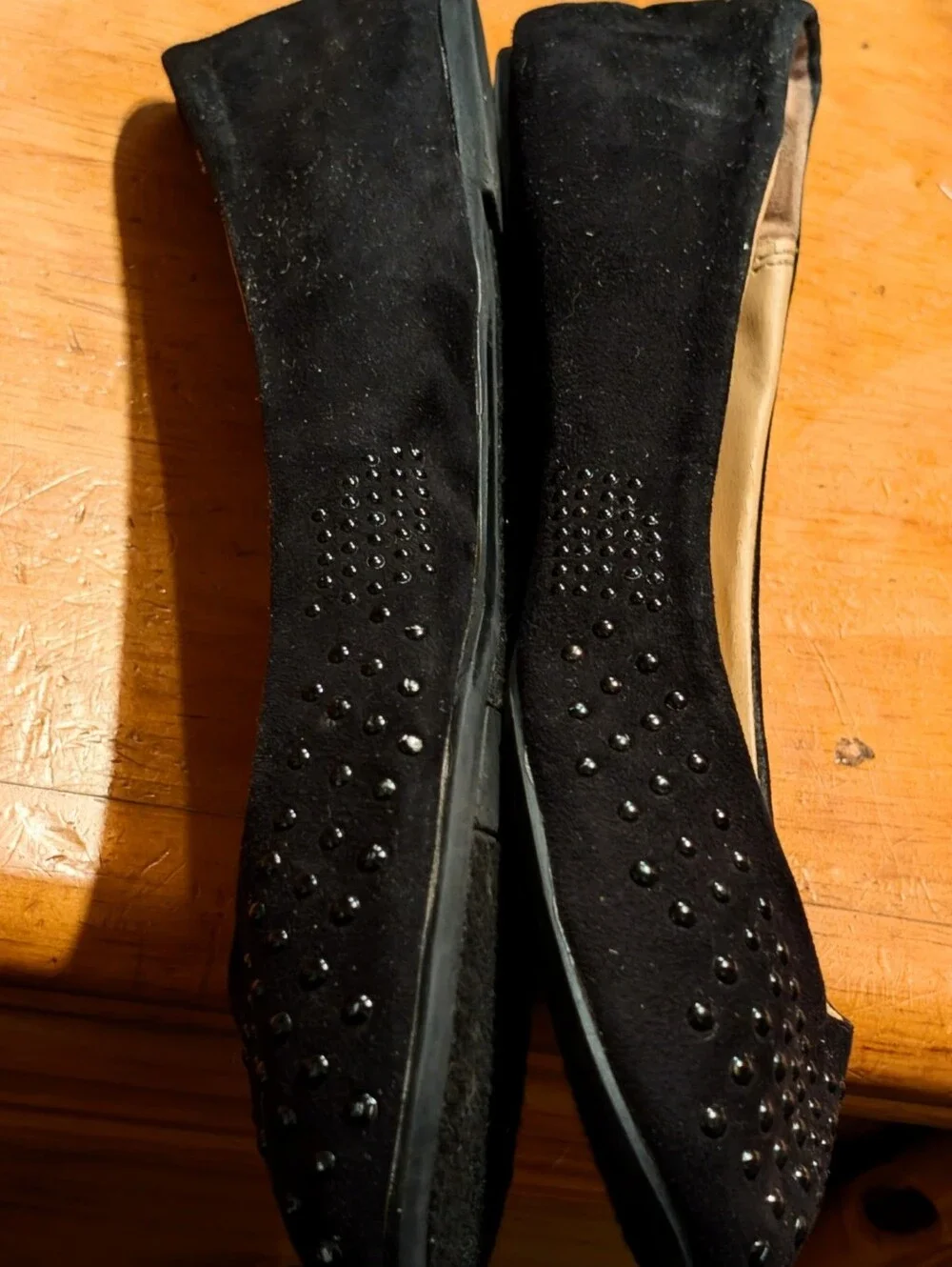 Fergalicious By Fergie Black Embellished Ballet Flats Size 11W.